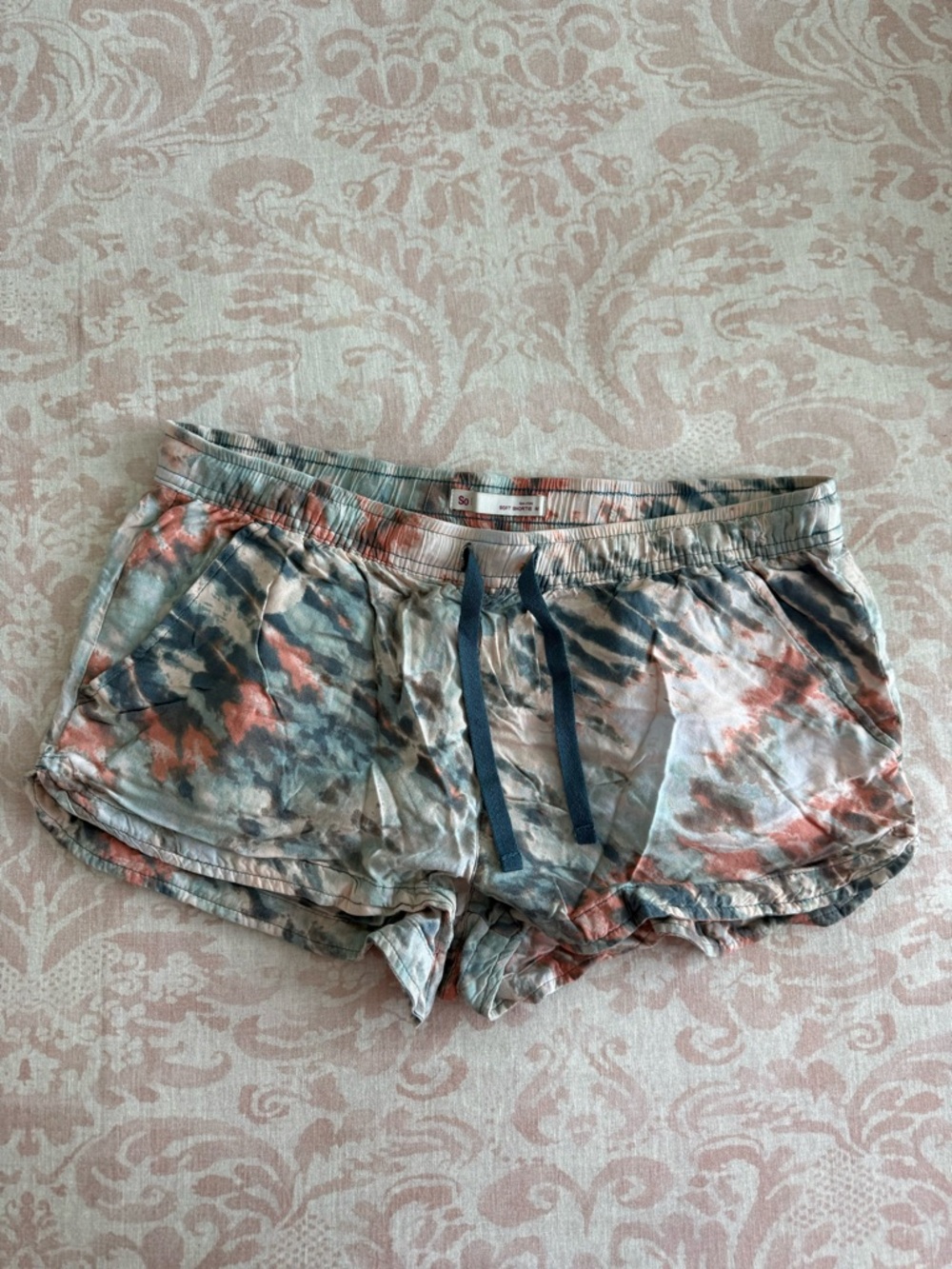 SO Tie-Dye Sleep Shorts in Coral and Slate Blue